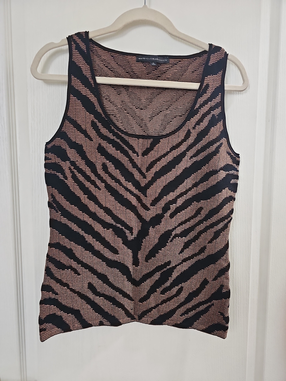 White House Black Market Black and Brown Tiger-Print Knit Tank